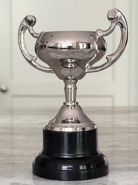 Classic Silver Metal Trophy Cup with Black Base
